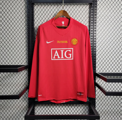 Retro Manchester United 2007/08 Home Manga larga