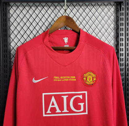 Retro Manchester United 2007/08 Home Manga larga